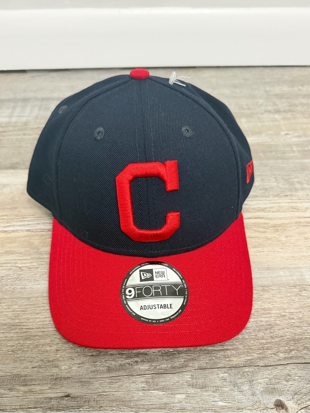 New Era Cleveland Indians Navy & Red Adjustable Velcro 9FORTY Hat, NEW w/ tags